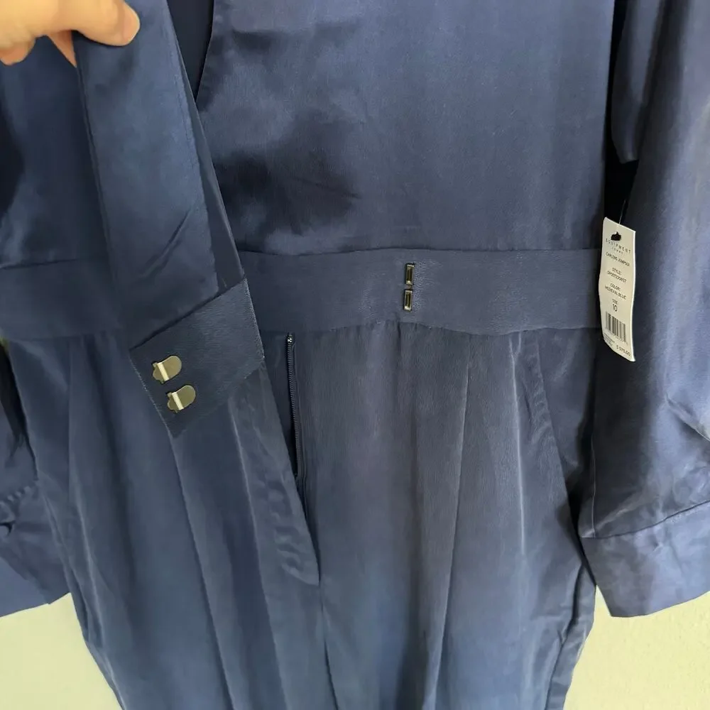 Equipment Femme Jumpsuit Carlens in Medieval Blue 100% Silk Size 10 - Picture 7 of 10